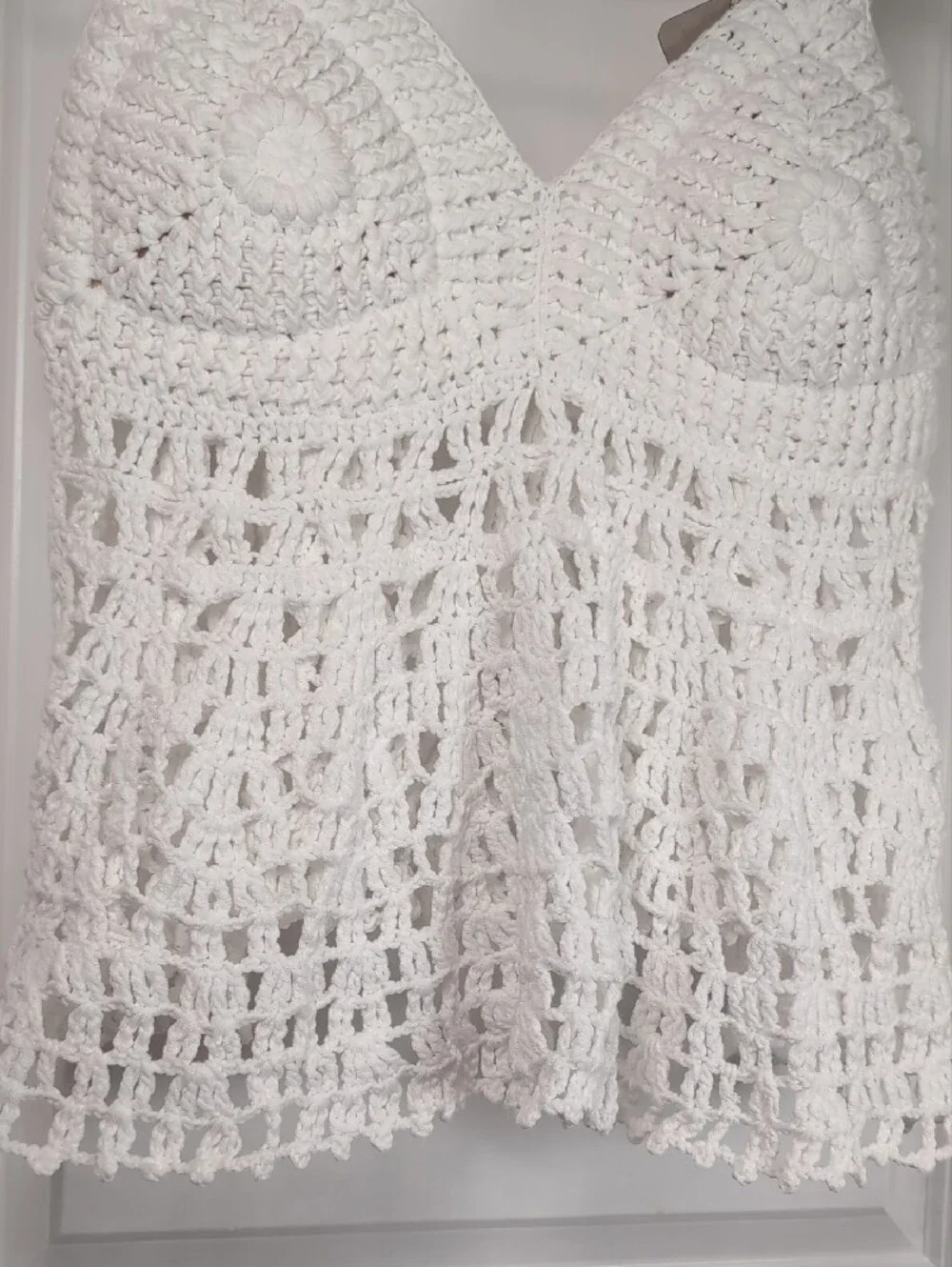 Beehive Crochet Art White Crochet Tank Top Handmade New